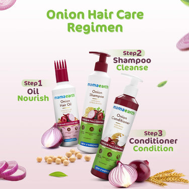 Mamaearth Onion Shampoo for Hair Growth and Hair Fall Control with Onion and Plant Keratin | Reduces Hair Fall | Strengthens & Smoothens Hair | For Men & Women | 250ml